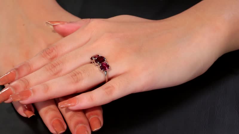 Rhapsody AAAA Ouro Fino Rubellite 5.00 ctw 3 Stone Ring in 950 Platinum 7.20 Grams