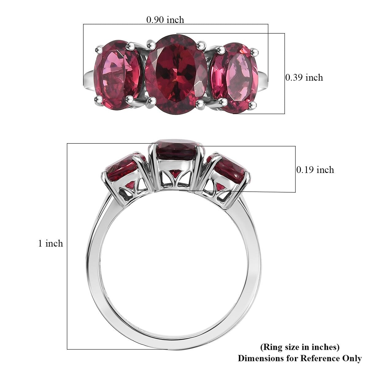 Rhapsody AAAA Ouro Fino Rubellite 5.00 ctw 3 Stone Ring in 950 Platinum (Size 8.0) 7.20 Grams image number 5
