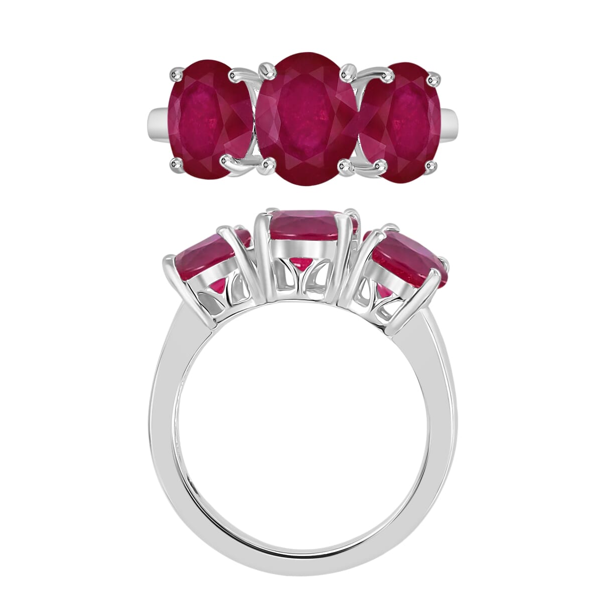 Iliana AAA Mozambique Ruby 5.80 ctw 3 Stone Ring in 18K White Gold (Size 10.0) 6.00 Grams image number 3