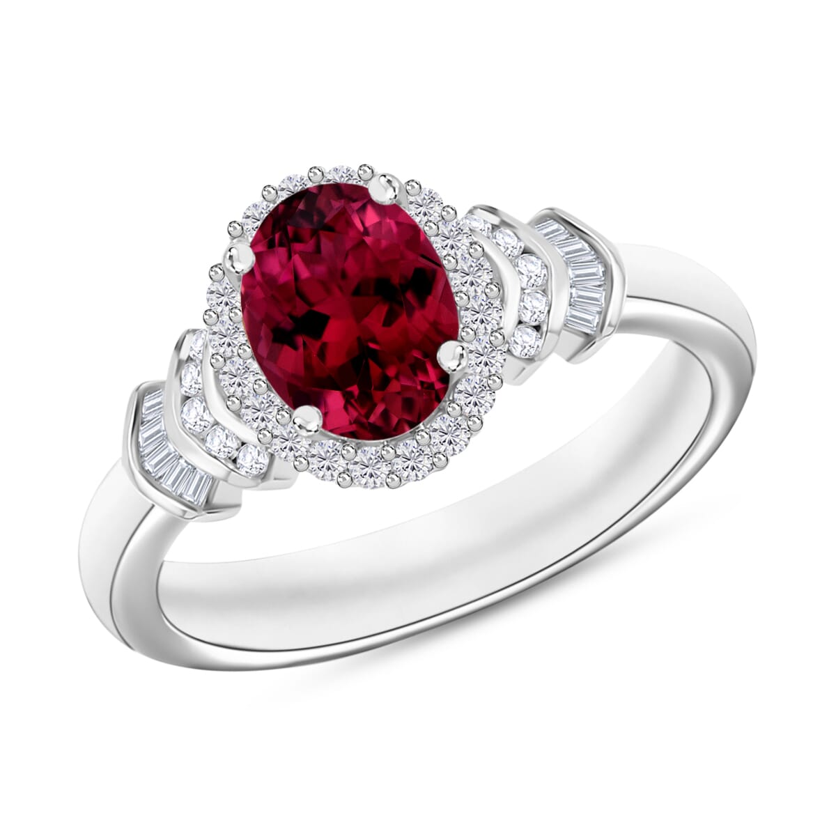 Rhapsody AAAA Ouro Fino Rubellite and E-F VS2 Diamond 1.60 ctw Ring in 950 Platinum (Size 10.0) 5 Grams image number 0