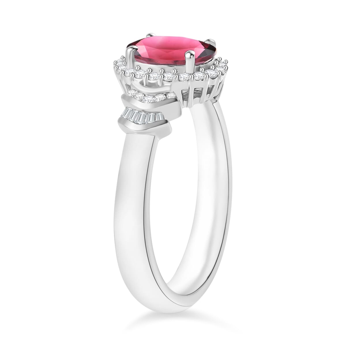 Rhapsody AAAA Ouro Fino Rubellite and E-F VS2 Diamond 1.60 ctw Ring in 950 Platinum (Size 10.0) 5 Grams image number 2