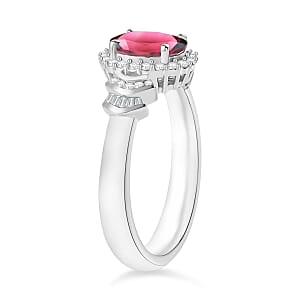 Rhapsody AAAA Ouro Fino Rubellite and E-F VS2 Diamond 1.60 ctw Ring in 950 Platinum (Size 10.0) 5 Grams (Del. in 10-12 Days)