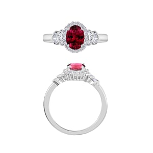Rhapsody AAAA Ouro Fino Rubellite and E-F VS2 Diamond 1.60 ctw Ring in 950 Platinum (Size 5.5) 5 Grams (Del. in 10-12 Days)