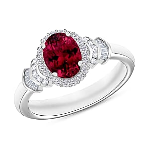 Rhapsody AAAA Ouro Fino Rubellite and E-F VS2 Diamond 1.60 ctw Ring in 950 Platinum (Size 6.5) 5 Grams