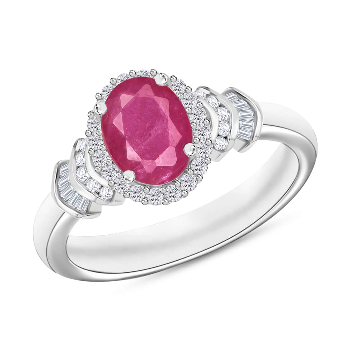 Luxoro Premium Mozambique Ruby and G-H I1 Diamond 1.85 ctw Ring in 14K White Gold (Size 10.0) image number 0