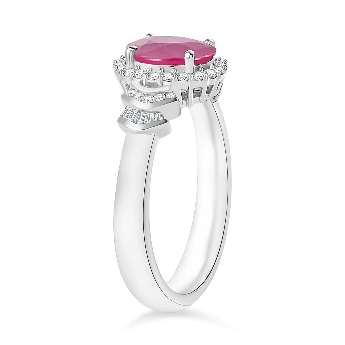 Luxoro Premium Mozambique Ruby and G-H I1 Diamond 1.85 ctw Ring in 14K White Gold (Size 4.5) (Del. in 10-12 Days) image number 2