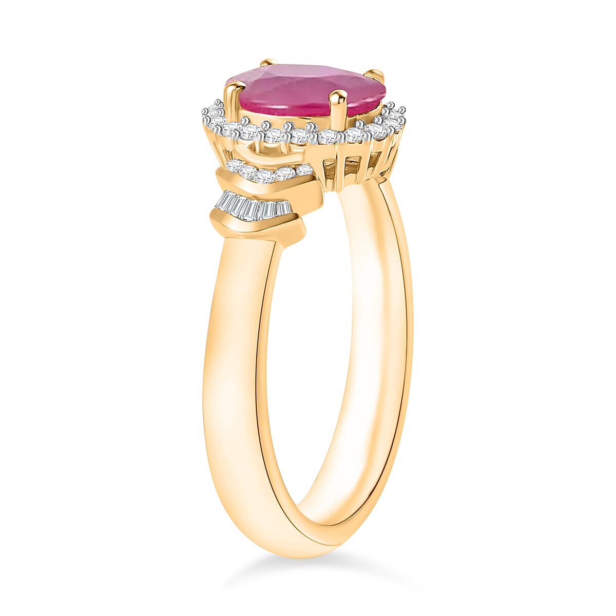 Luxoro Premium Mozambique Ruby and G-H I1 Diamond 1.85 ctw Ring in 14K Yellow Gold (Size 6.0) (Del. in 10-12 Days) image number 2