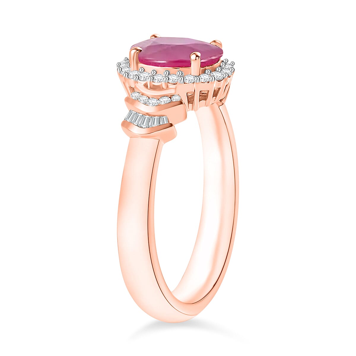 Luxoro Premium Mozambique Ruby and G-H I1 Diamond 1.85 ctw Ring in 14K Rose Gold (Size 5.5) (Del. in 10-12 Days) image number 2