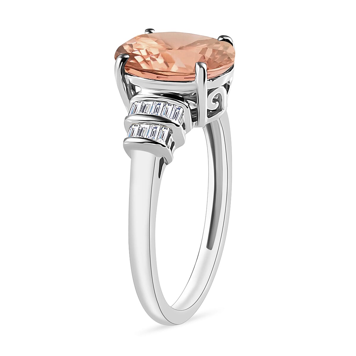 Rhapsody AAAA Marropino Morganite and E-F VS2 Diamond 2.50 ctw Statement Ring in 950 Platinum (Size 10.0) 5.25 Grams (Del. in 10-12 Days) image number 2