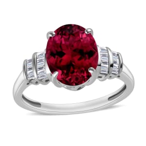 Rhapsody AAAA Ouro Fino Rubellite and E-F VS2 Diamond 2.65 ctw Ring in 950 Platinum (Size 10.0) 5.25 Grams