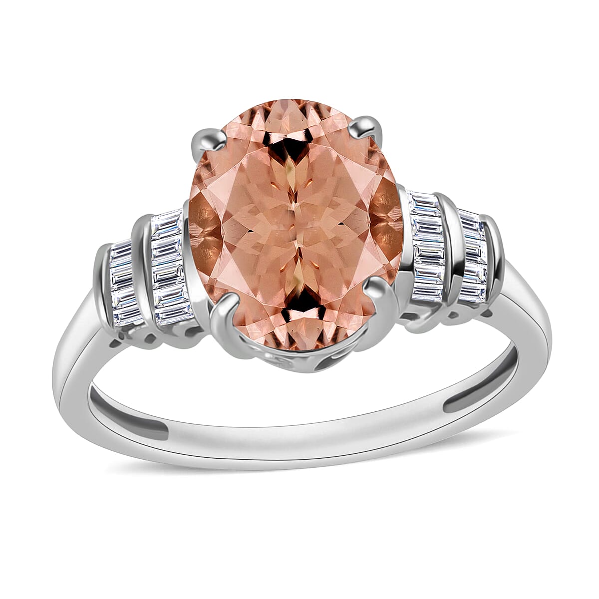 Rhapsody AAAA Pink Morganite and E-F VS2 Diamond 2.50 ctw Ring in 950 Platinum (Size 10.0) 5.25 Grams (Del. in 10-12 Days) image number 0
