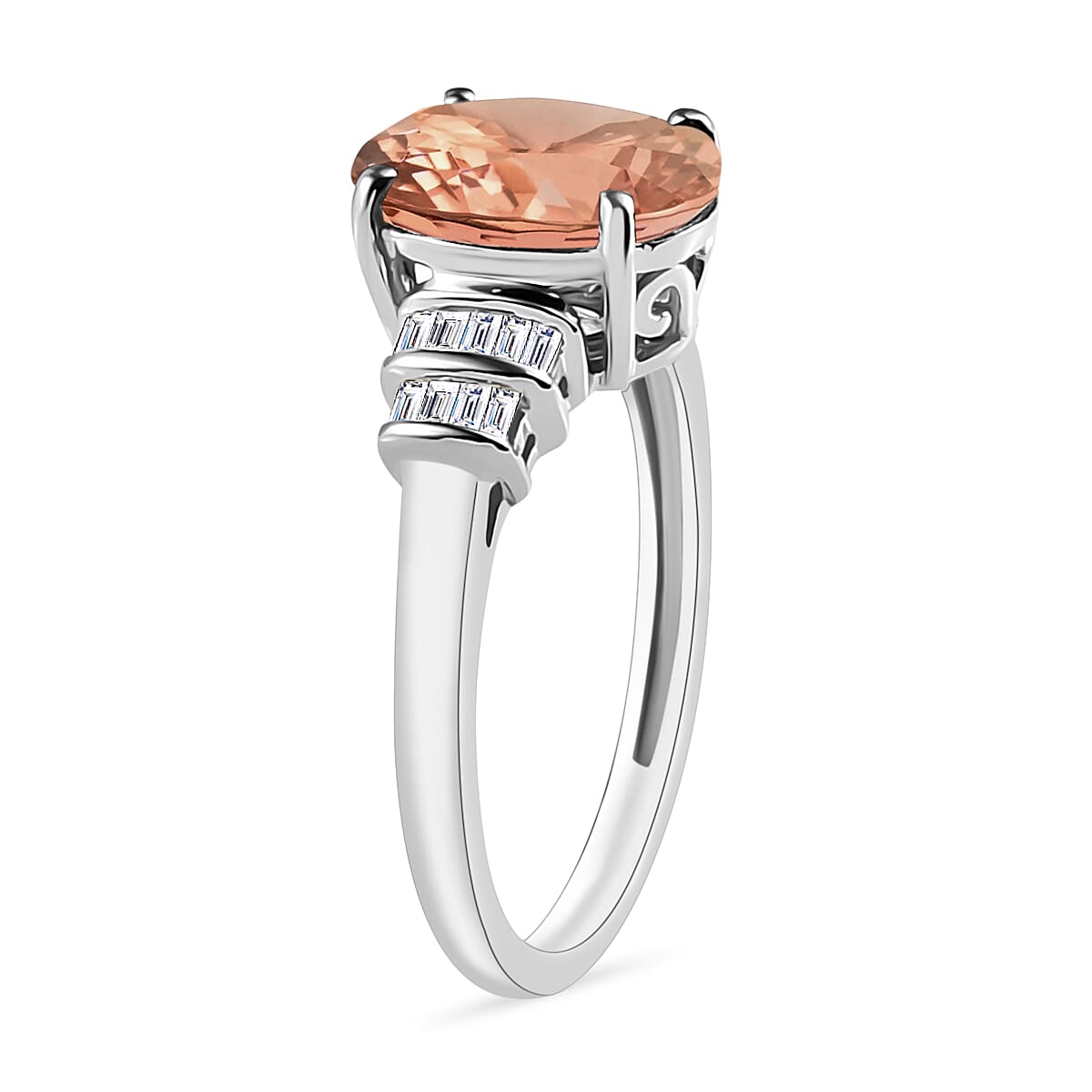Rhapsody AAAA Pink Morganite and E-F VS2 Diamond 2.50 ctw Ring in 950 Platinum (Size 8.5) 5.25 Grams (Del. in 10-12 Days) image number 2