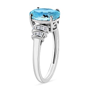Rhapsody AAAA Santa Maria Aquamarine and E-F VS2 Diamond 2.70 ctw Ring in 950 Platinum (Size 10.0) 5.25 Grams (Del. in 10-12 Days)