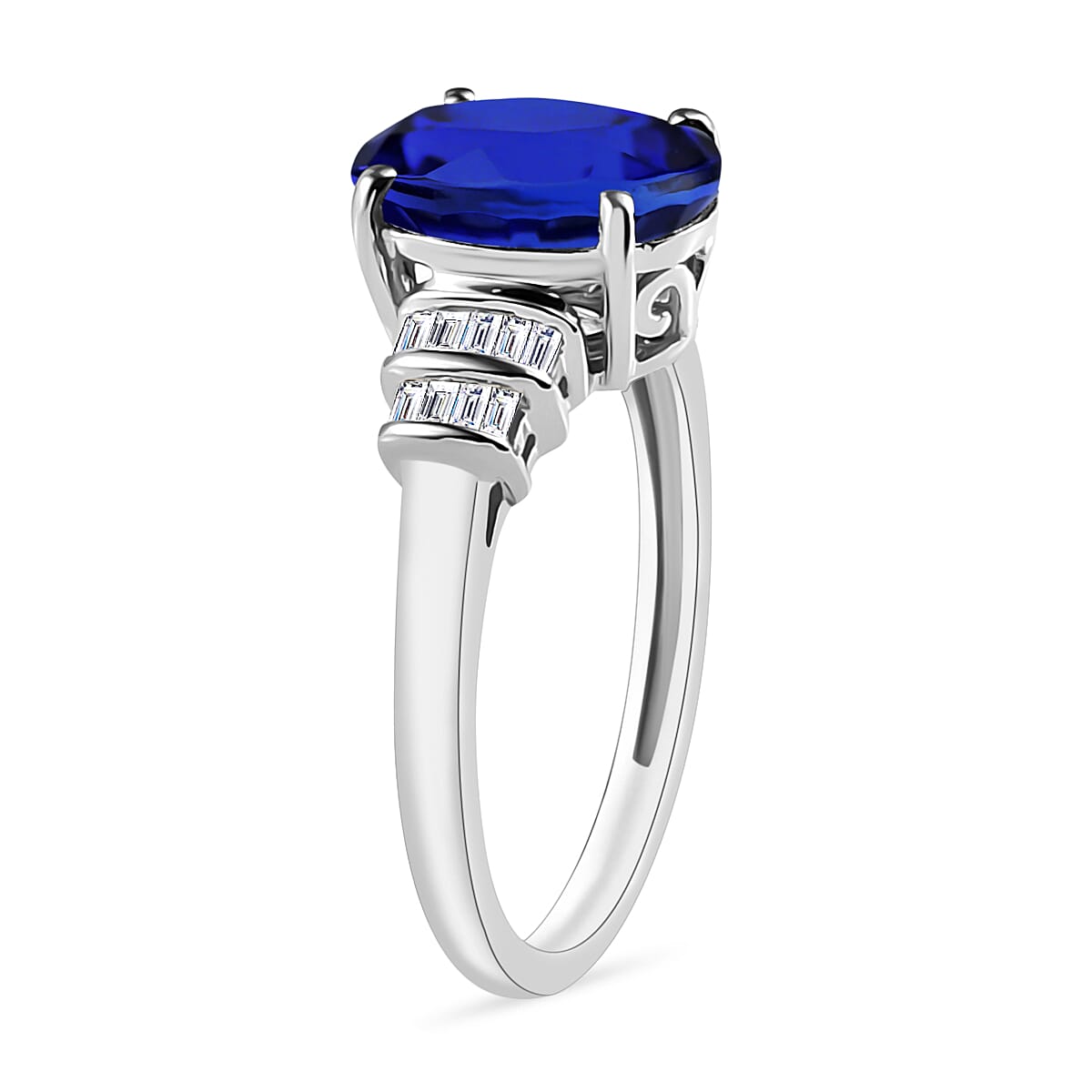 Rhapsody AAAA Tanzanite and E-F VS2 Diamond 3.15 ctw Ring in 950 Platinum (Size 10.0) 5.25 Grams image number 2