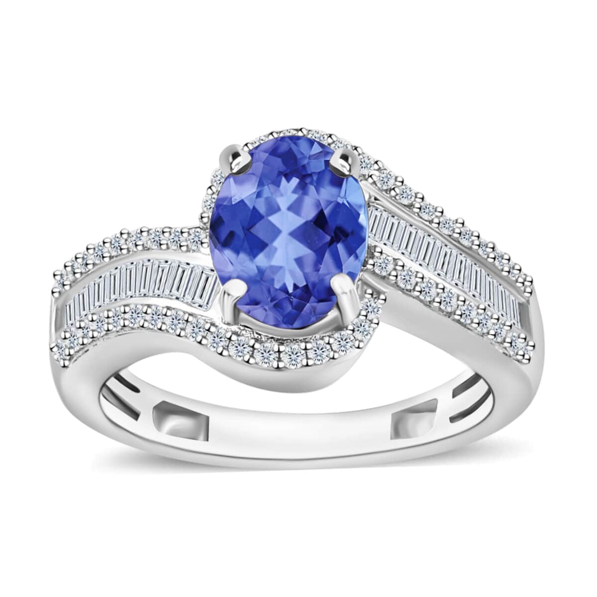 Luxoro Premium Tanzanite and G-H I1 Diamond Ring in 14K White Gold (Size 10.0) 4.20 Grams 1.70 ctw image number 0