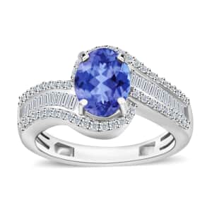 Luxoro Premium Tanzanite and G-H I1 Diamond 1.70 ctw Ring in 14K White Gold (Size 10.0) 4.20 Grams