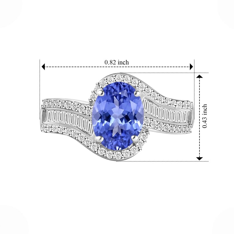 Luxoro Premium Tanzanite and G-H I1 Diamond 1.70 ctw Ring in 14K White Gold (Size 10.0) 6.3 Grams