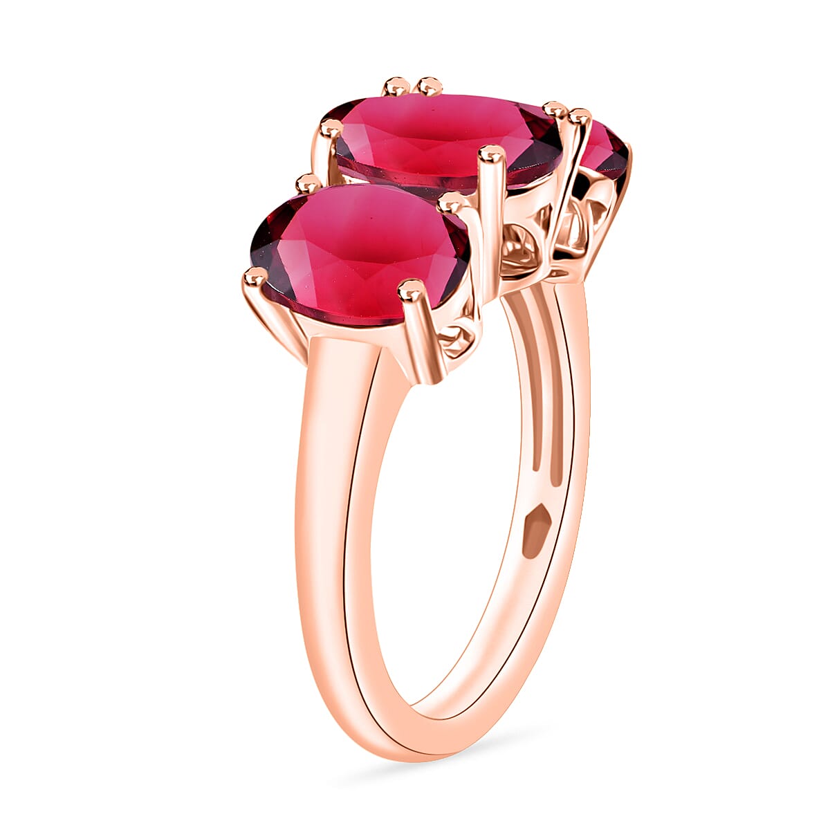 Luxoro Premium Ouro Fino Rubellite 5.00 ctw 3 Stone Ring in 14K Rose Gold (Size 10.0) 5.50 Grams (Del. in 10-12 Days) image number 2