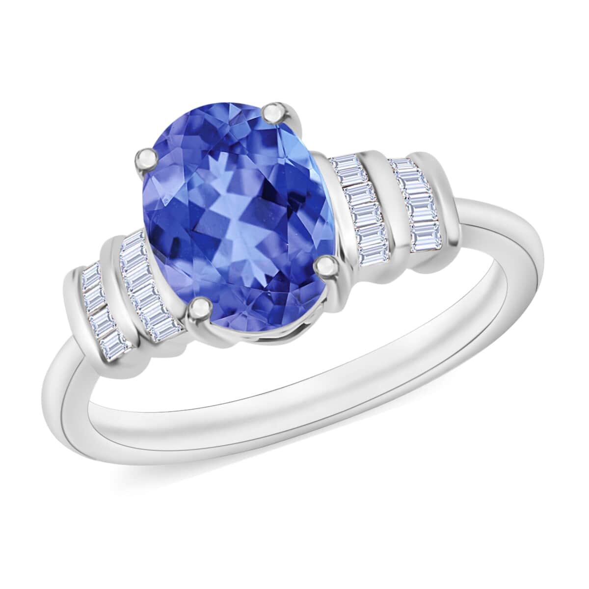 Luxoro Premium Tanzanite and G-H I1 Diamond 2.10 ctw Ring in 14K White Gold image number 0