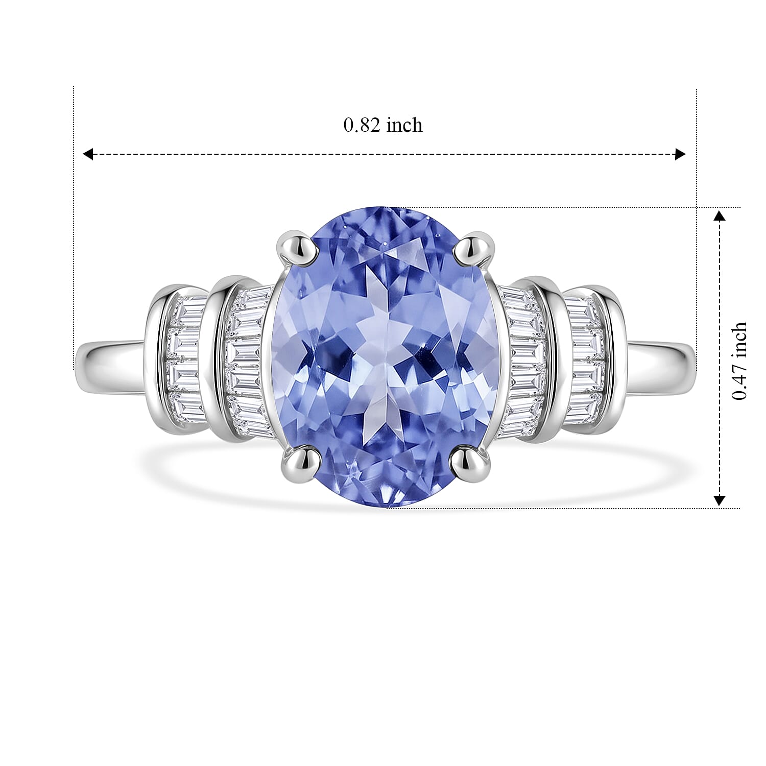 Luxoro Premium Tanzanite and G-H I1 Diamond 2.10 ctw Ring in 14K White Gold (Size 10.0) 4 Grams