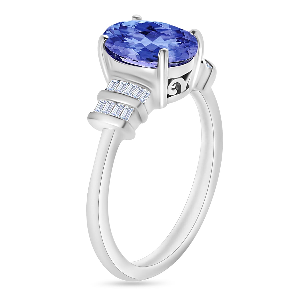 Luxoro Premium Tanzanite and G-H I1 Diamond 2.10 ctw Ring in 14K White Gold (Size 8.5) (Del. in 10-12 Days) image number 2