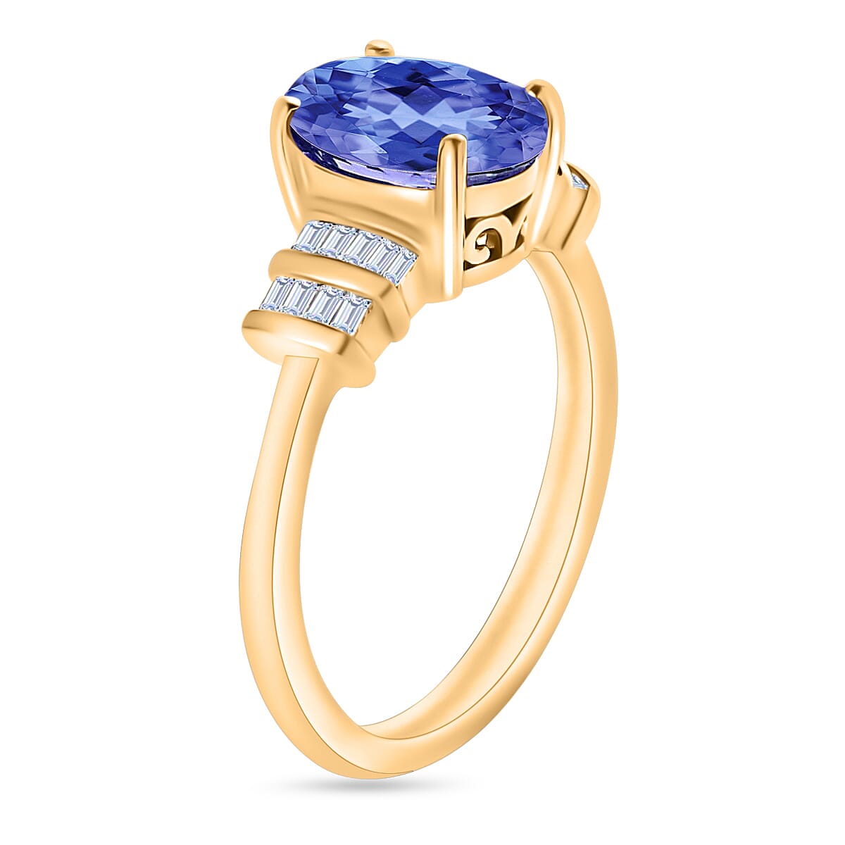 Luxoro Premium Tanzanite and G-H I1 Diamond 2.10 ctw Ring in 14K Yellow Gold (Size 4.5) (Del. in 10-12 Days) image number 2