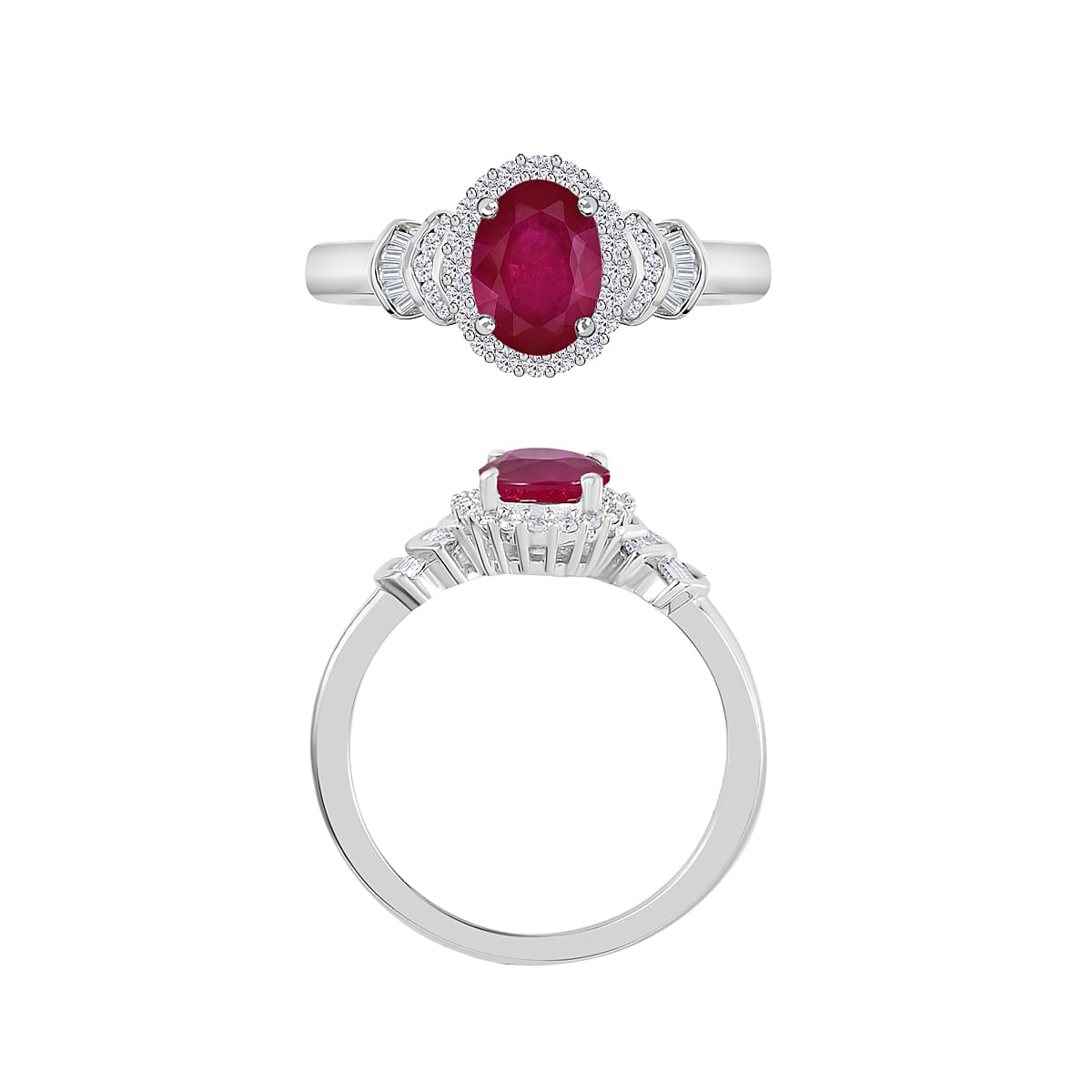 Rhapsody AAAA Mozambique Ruby and E-F VS2 Diamond 1.85 ctw Ring in 950 Platinum (Size 10.0) 5 Grams image number 3