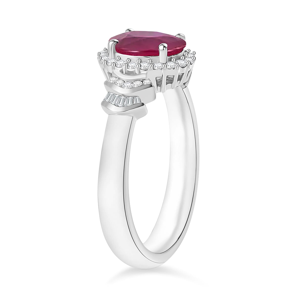 Rhapsody AAAA Mozambique Ruby and E-F VS2 Diamond 1.85 ctw Ring in 950 Platinum (Size 10.5) 5 Grams (Del. in 10-12 Days) image number 2
