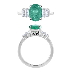 Luxoro Premium Kagem Zambian Emerald and G-H I1 Diamond 1.90 ctw Ring in 14K White Gold (Size 10.0) (Del. in 10-12 Days)