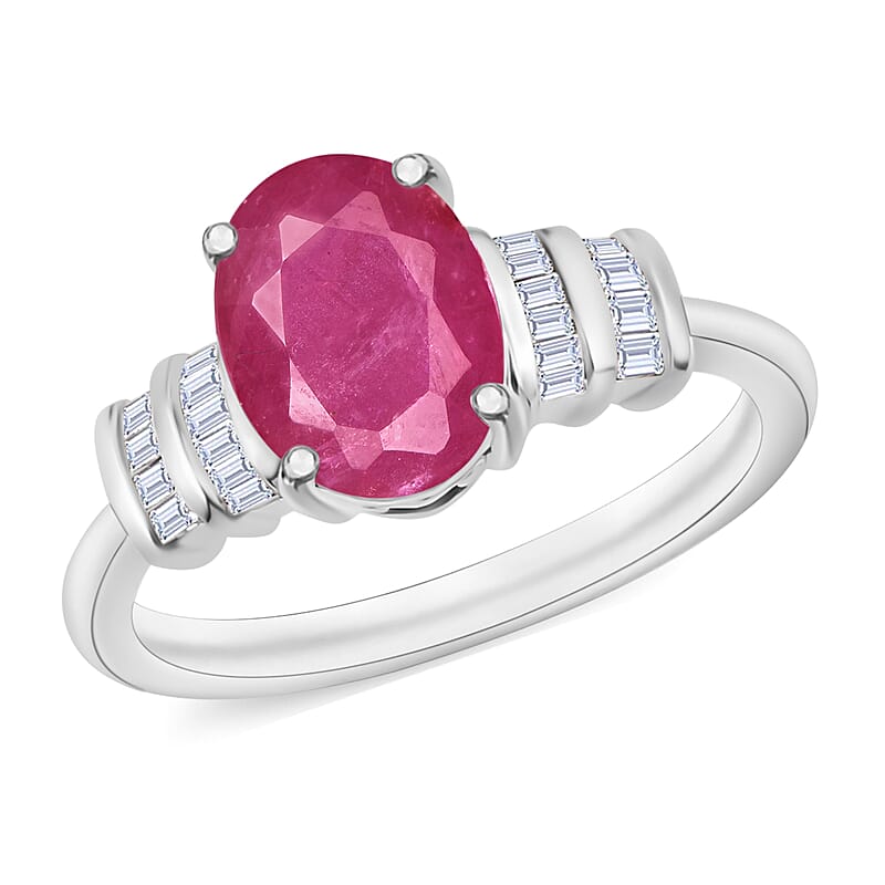 Luxoro Premium Mozambique Ruby and G-H I1 Diamond 2.70 ctw Ring in 14K White Gold (Size 10.0) 4 Grams