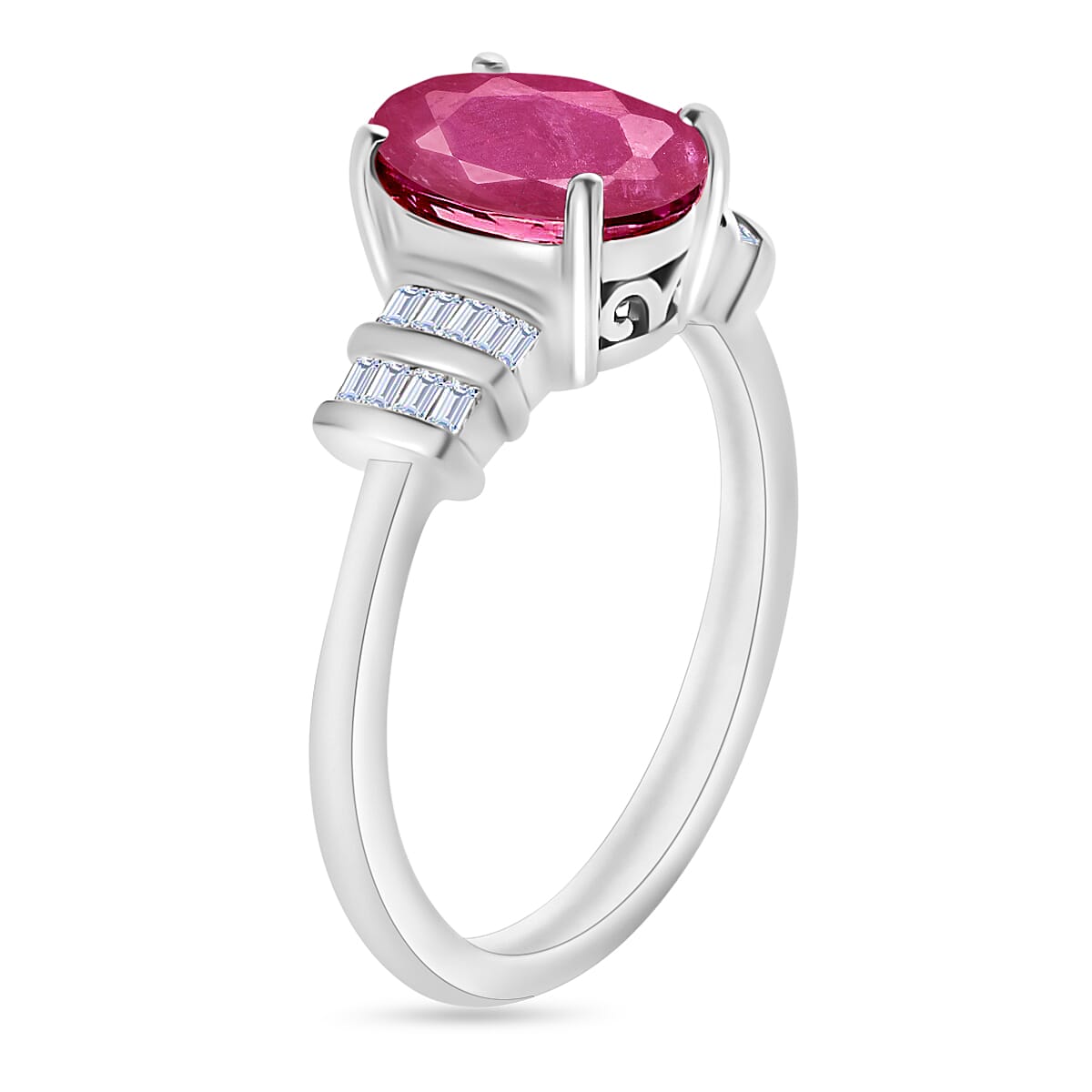 Luxoro Premium Mozambique Ruby and G-H I1 Diamond 2.70 ctw Ring in 14K White Gold (Size 5.0) (Del. in 10-12 Days) image number 2
