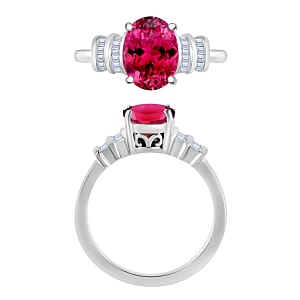 Luxoro Premium Ouro Fino Rubellite and G-H I1 Diamond 2.50 ctw Ring in 14K White Gold (Size 10.0) (Del. in 10-12 Days)