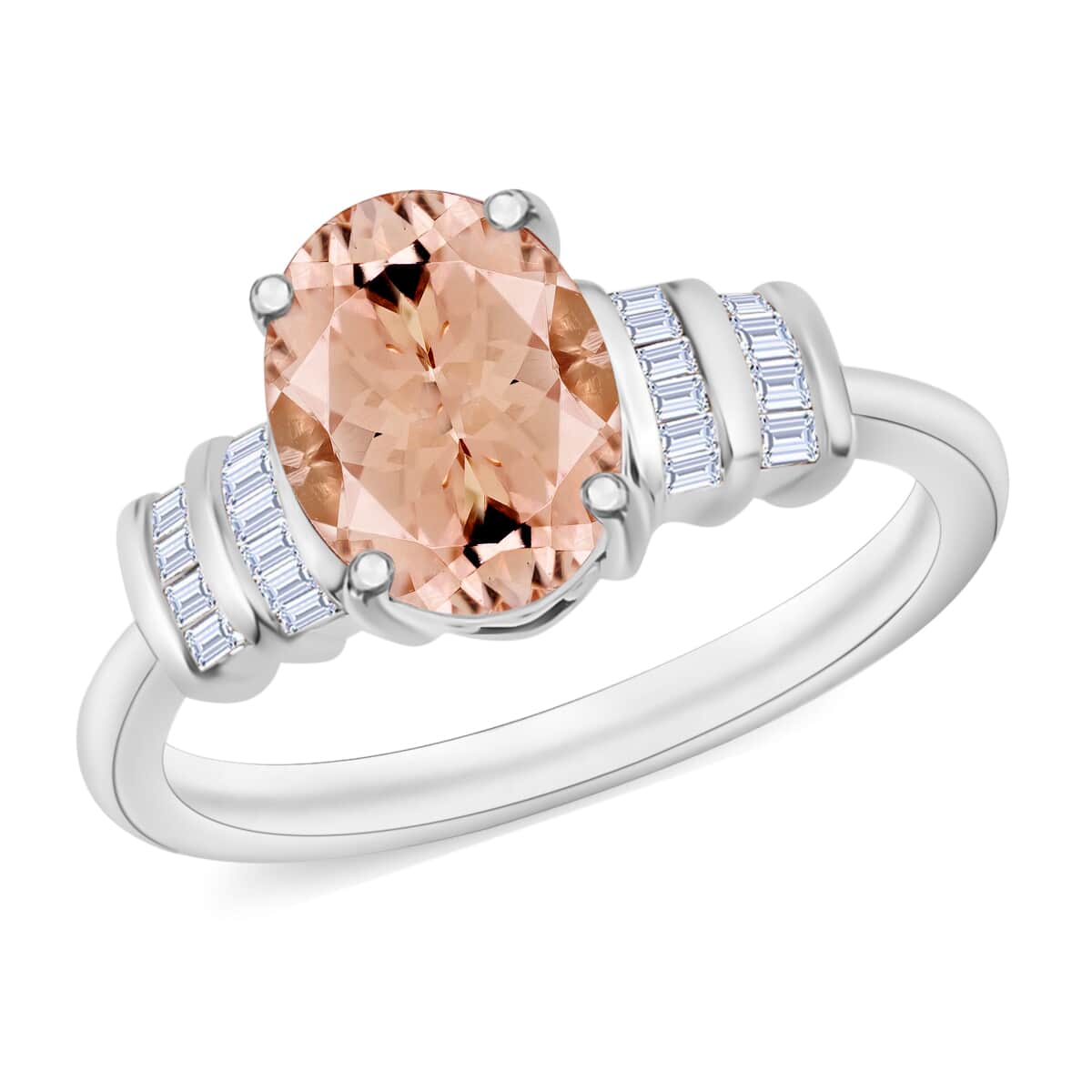 Luxoro Premium Marropino Morganite and G-H I1 Diamond Ring in 14K White Gold (Size 10.0) 2.50 ctw image number 0