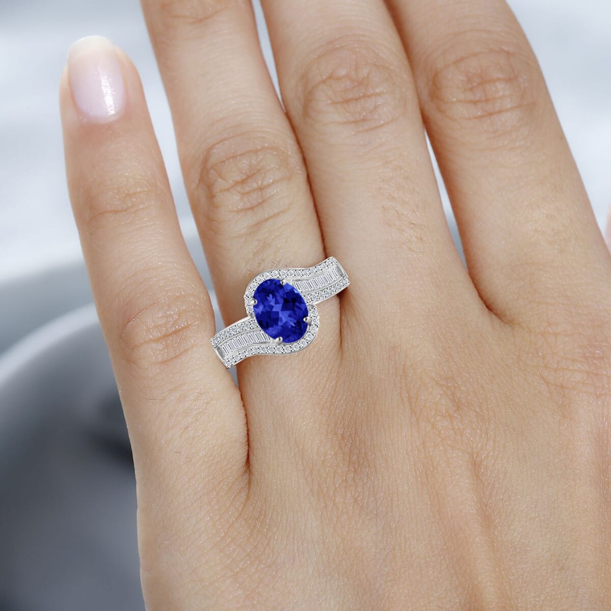 Rhapsody AAAA Tanzanite and E-F VS2 Diamond 1.70 ctw Ring in 950 Platinum (Size 10.0) 6.25 Grams image number 1