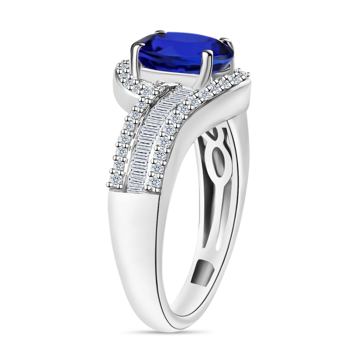 Rhapsody AAAA Tanzanite and E-F VS2 Diamond 1.70 ctw Ring in 950 Platinum (Size 10.0) 6.25 Grams image number 2