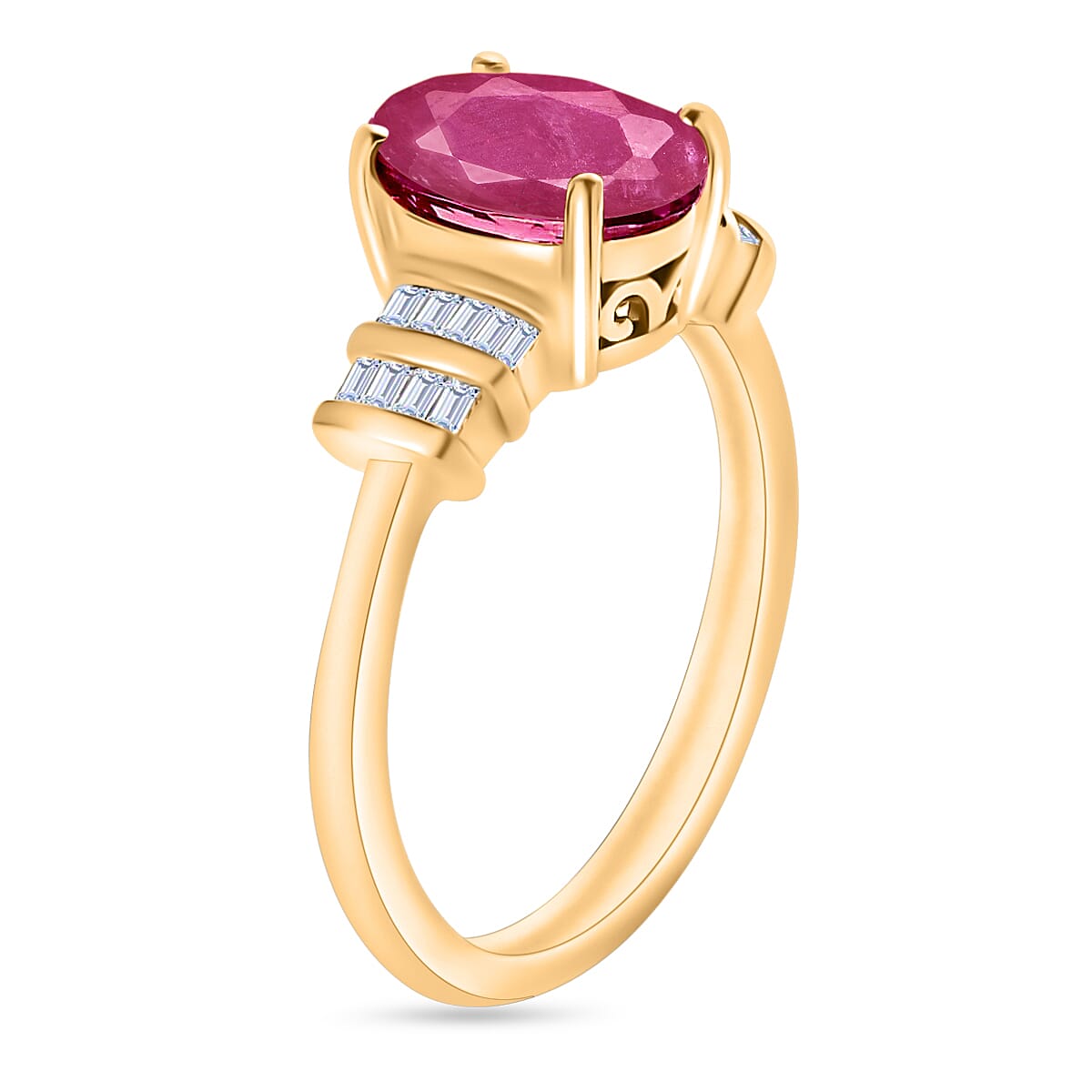 Luxoro Premium Mozambique Ruby and G-H I1 Diamond 2.70 ctw Ring in 14K Yellow Gold (Size 7.5) (Del. in 10-12 Days) image number 2