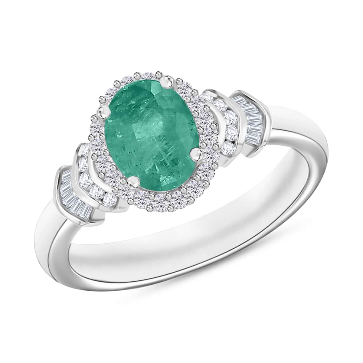 Luxoro Premium Kagem Zambian Emerald and G-H I1 Diamond Ring in 14K Yellow Gold (Size 4.5) 1.46 ctw image number 0