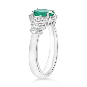 Luxoro Premium Kagem Zambian Emerald and G-H I1 Diamond 1.46 ctw Ring in 14K White Gold (Size 10.0) (Del. in 10-12 Days)