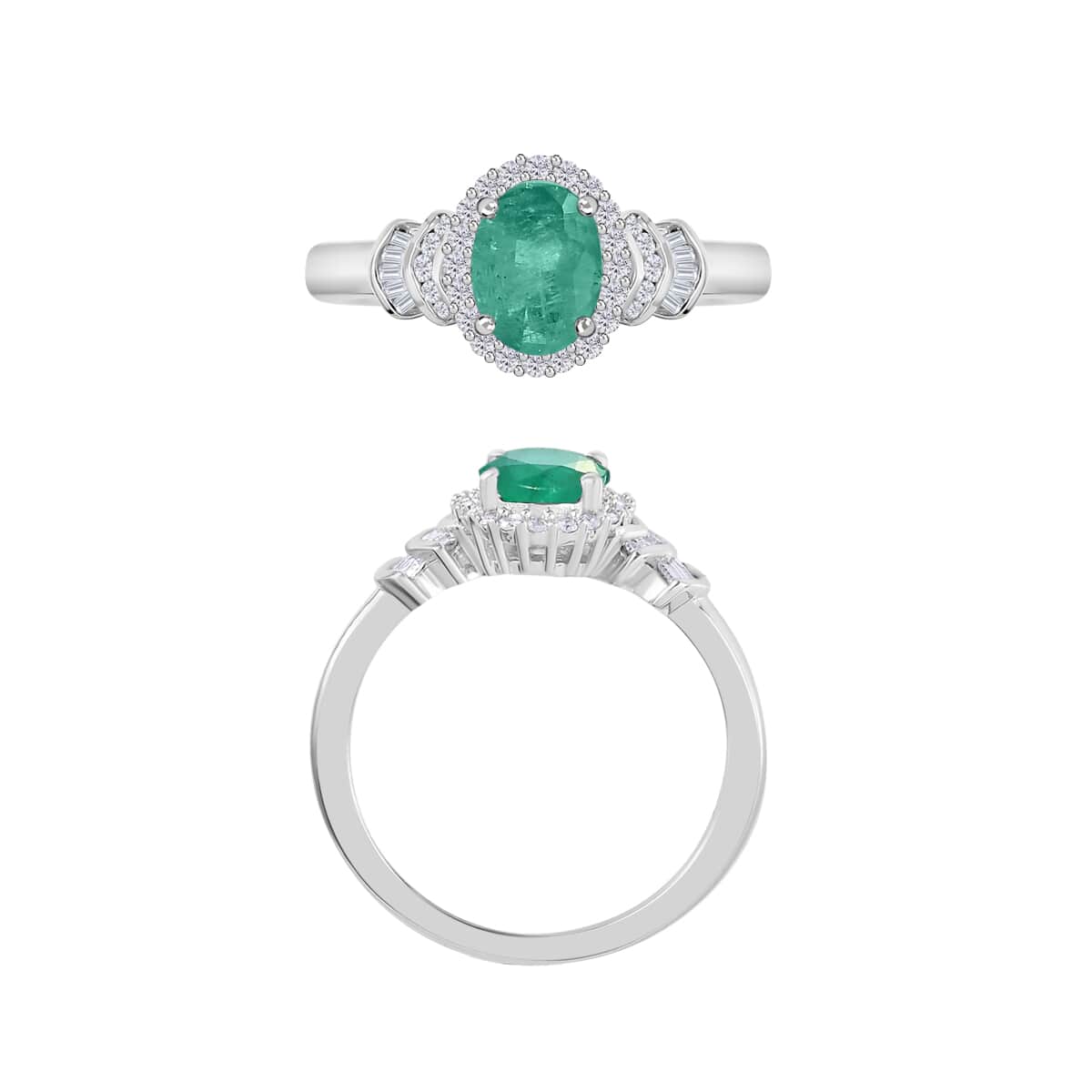 Luxoro Premium Kagem Zambian Emerald and G-H I1 Diamond Ring in 14K Yellow Gold (Size 4.5) 1.46 ctw image number 3