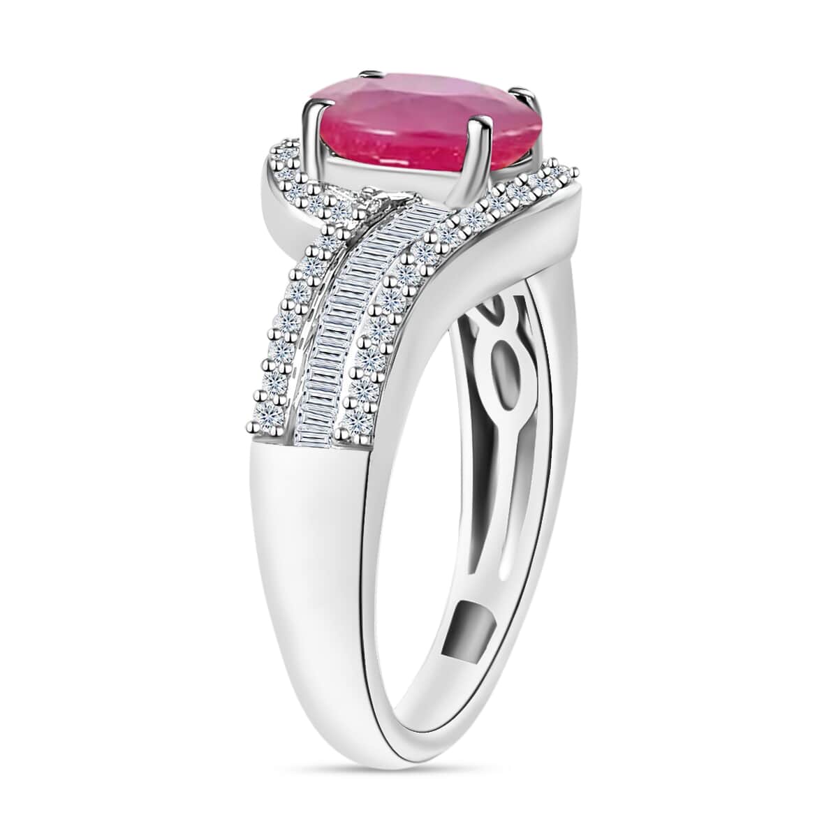 Luxoro Premium Mozambique Ruby and G-H I1 Diamond 1.95 ctw Ring in 14K White Gold (Size 10.0) 4.20 Grams image number 2