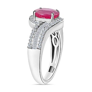 Luxoro Premium Mozambique Ruby and G-H I1 Diamond 1.95 ctw Ring in 14K White Gold (Size 10.0) 4.20 Grams (Del. in 10-12 Days)