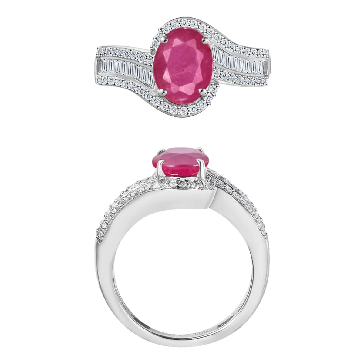 Luxoro Premium Mozambique Ruby and G-H I1 Diamond 1.95 ctw Ring in 14K White Gold (Size 10.0) 4.20 Grams image number 3