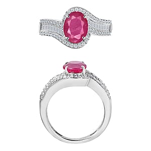 Luxoro Premium Mozambique Ruby and G-H I1 Diamond 1.95 ctw Ring in 14K White Gold (Size 10.0) 4.20 Grams (Del. in 10-12 Days)