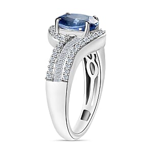 Luxoro Premium Kanchanaburi Blue Sapphire and G-H I1 Diamond 1.75 ctw Ring in 14K White Gold (Size 10.0) 4.20 Grams (Del. in 10-12 Days)