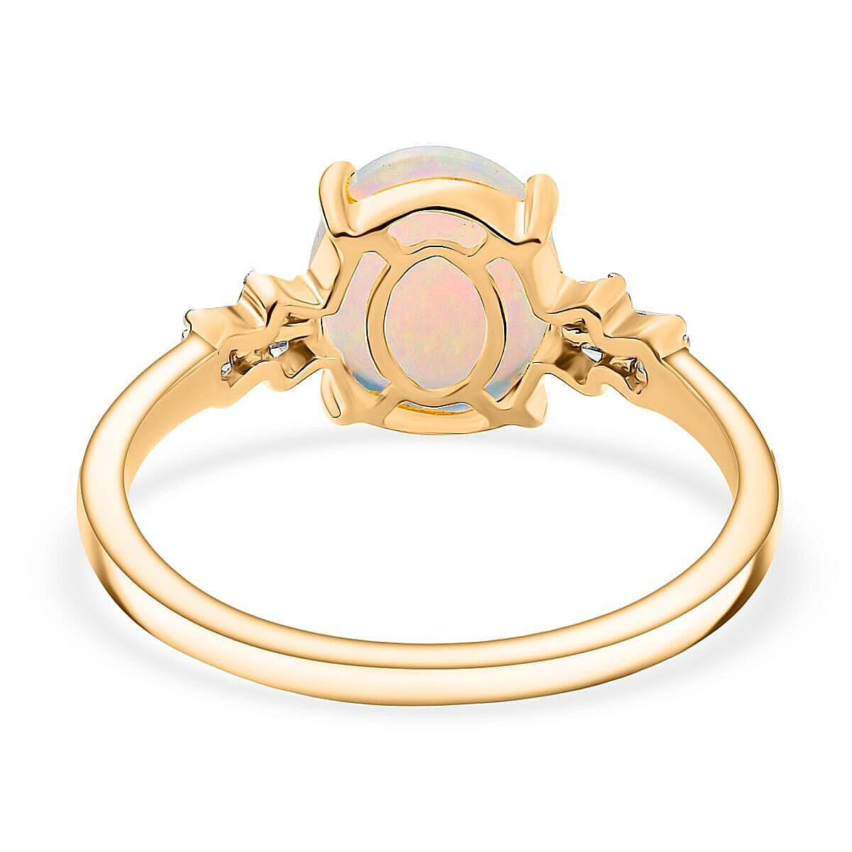 Premium Ethiopian Welo Opal and Diamond 1.85 ctw Ring in 18K Vermeil Yellow Gold Over Sterling Silver (Size 9.5) (Del. in 10-12 Days) image number 3