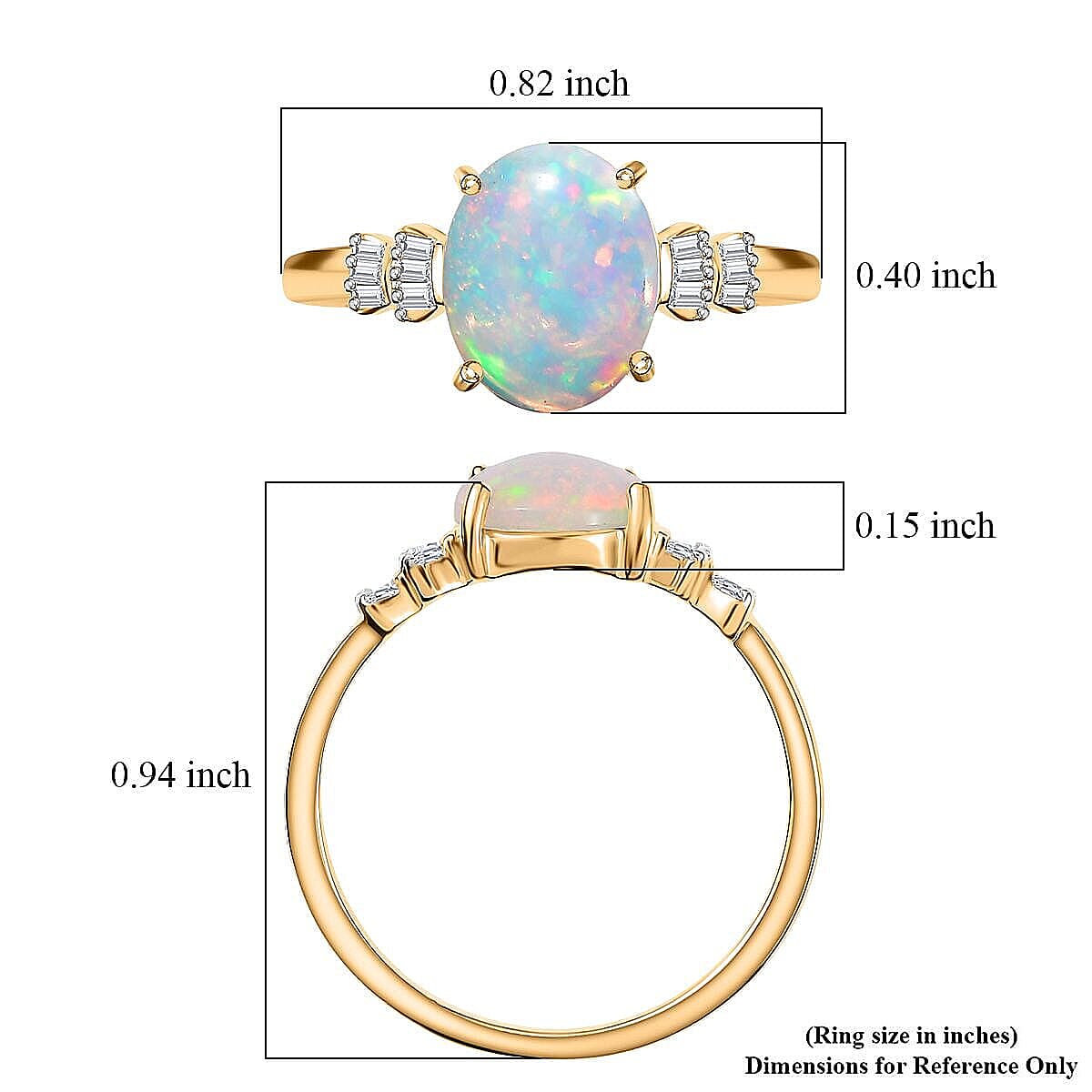 Premium Ethiopian Welo Opal and Diamond 1.85 ctw Ring in 18K Vermeil Yellow Gold Over Sterling Silver (Size 9.5) (Del. in 10-12 Days) image number 4