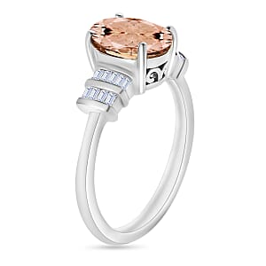 Luxoro Premium Pink Morganite and G-H I1 Diamond 1.90 ctw Ring in 14K White Gold (Size 10.0) (Del. in 10-12 Days)