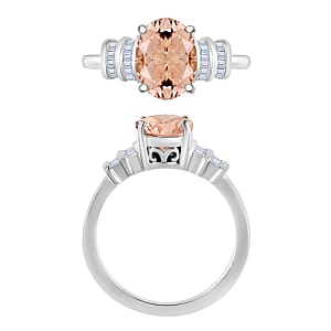 Luxoro Premium Pink Morganite and G-H I1 Diamond 1.90 ctw Ring in 14K White Gold (Size 10.0) (Del. in 10-12 Days)