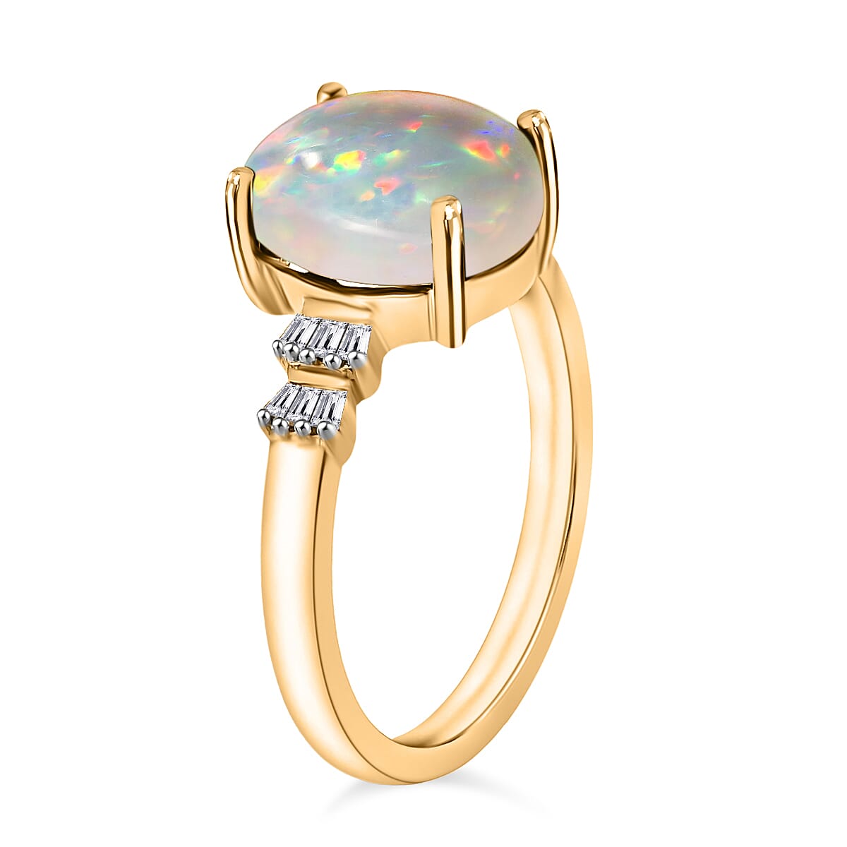 Luxoro Premium Ethiopian Welo Opal and G-H I1 Diamond 1.85 ctw Ring in 14K Yellow Gold (Size 12.0) (Del. in 10-12 Days) image number 2