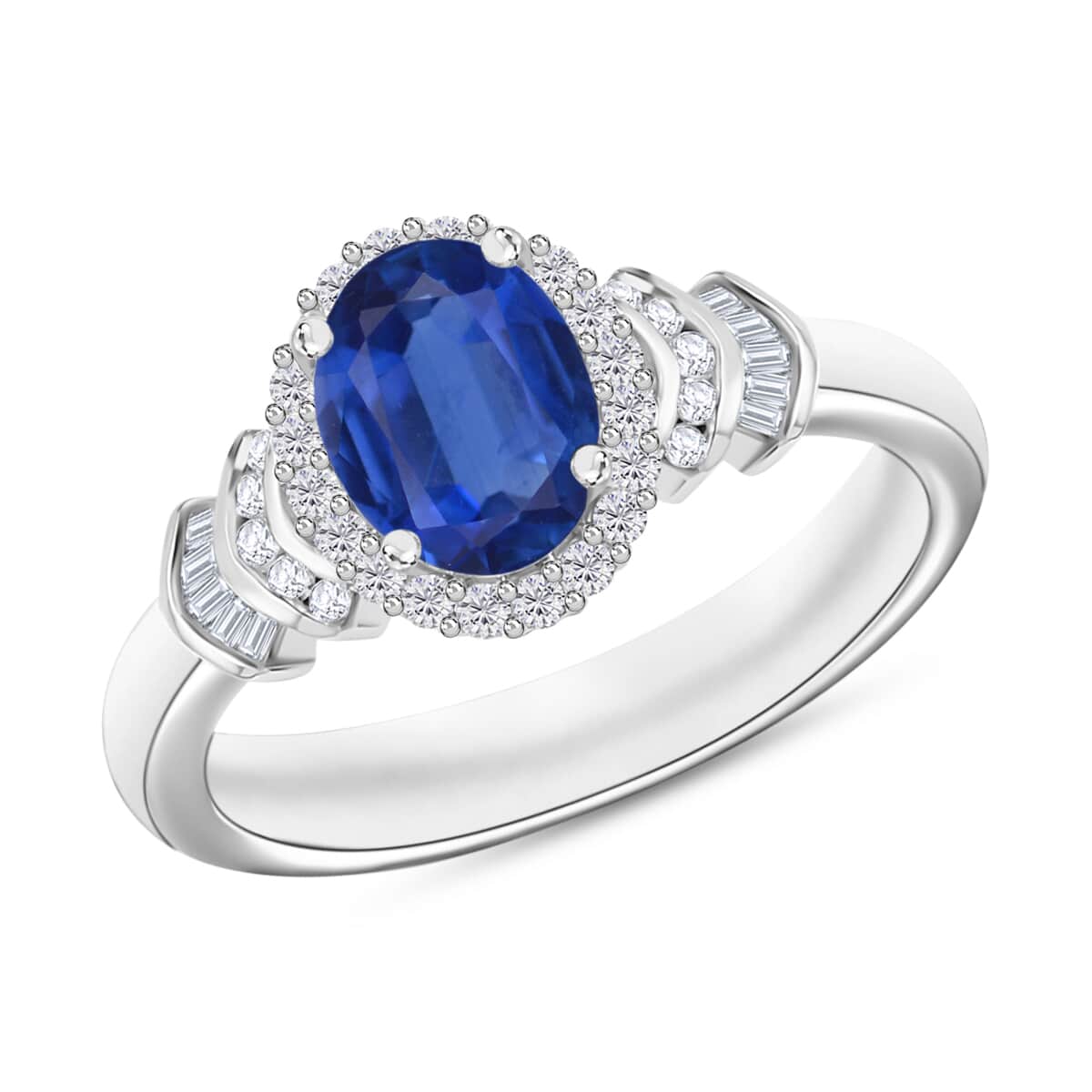 Luxoro Premium Kanchanaburi Blue Sapphire and G-H I1 Diamond Ring in 14K White Gold (Size 10.0) 1.66 ctw image number 0